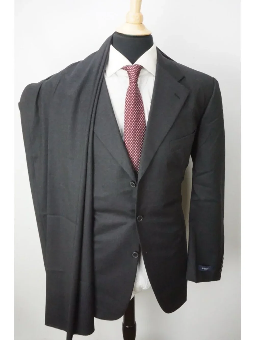 Burberry London Gray Woven S100s Wool 2 Pc Suit Jacket Pants Sz 48L BRAND NEW